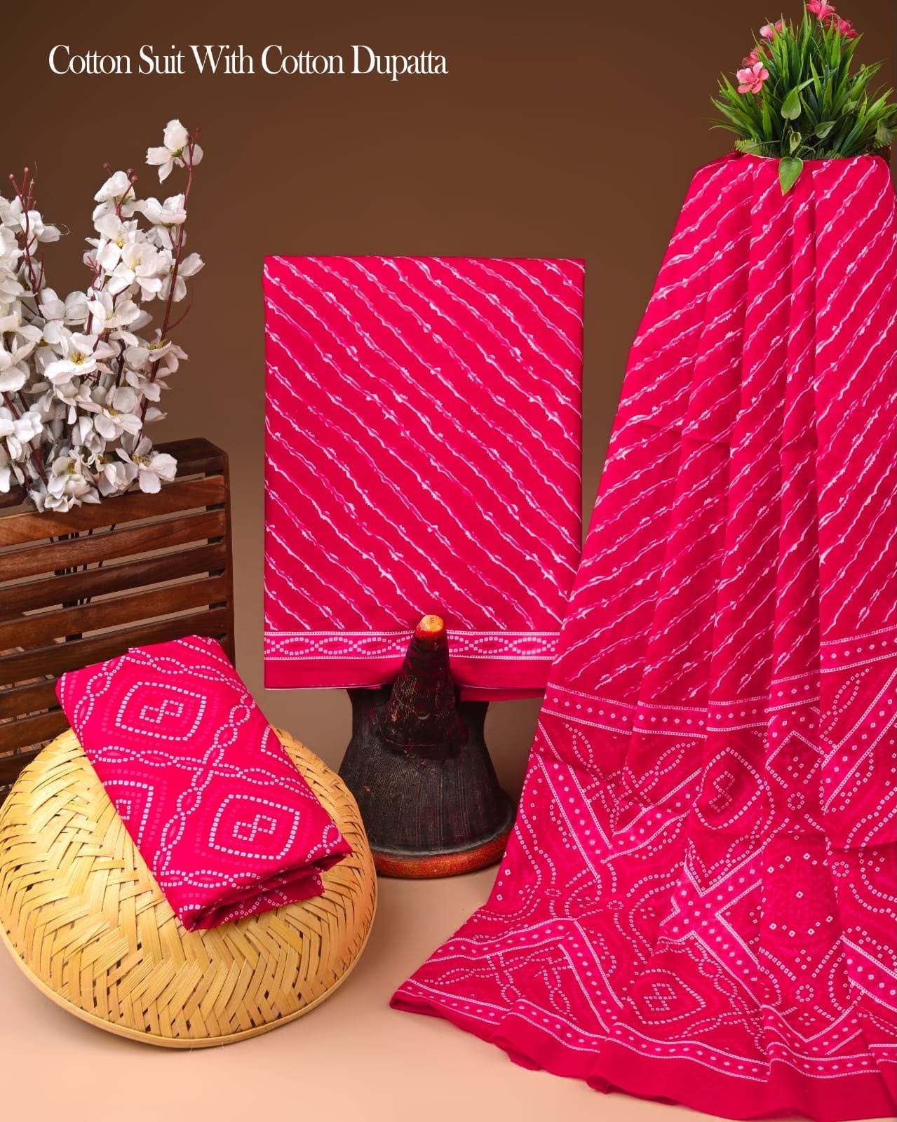 Sanganeri Printed Cotton Suit With Cotton Dupatta