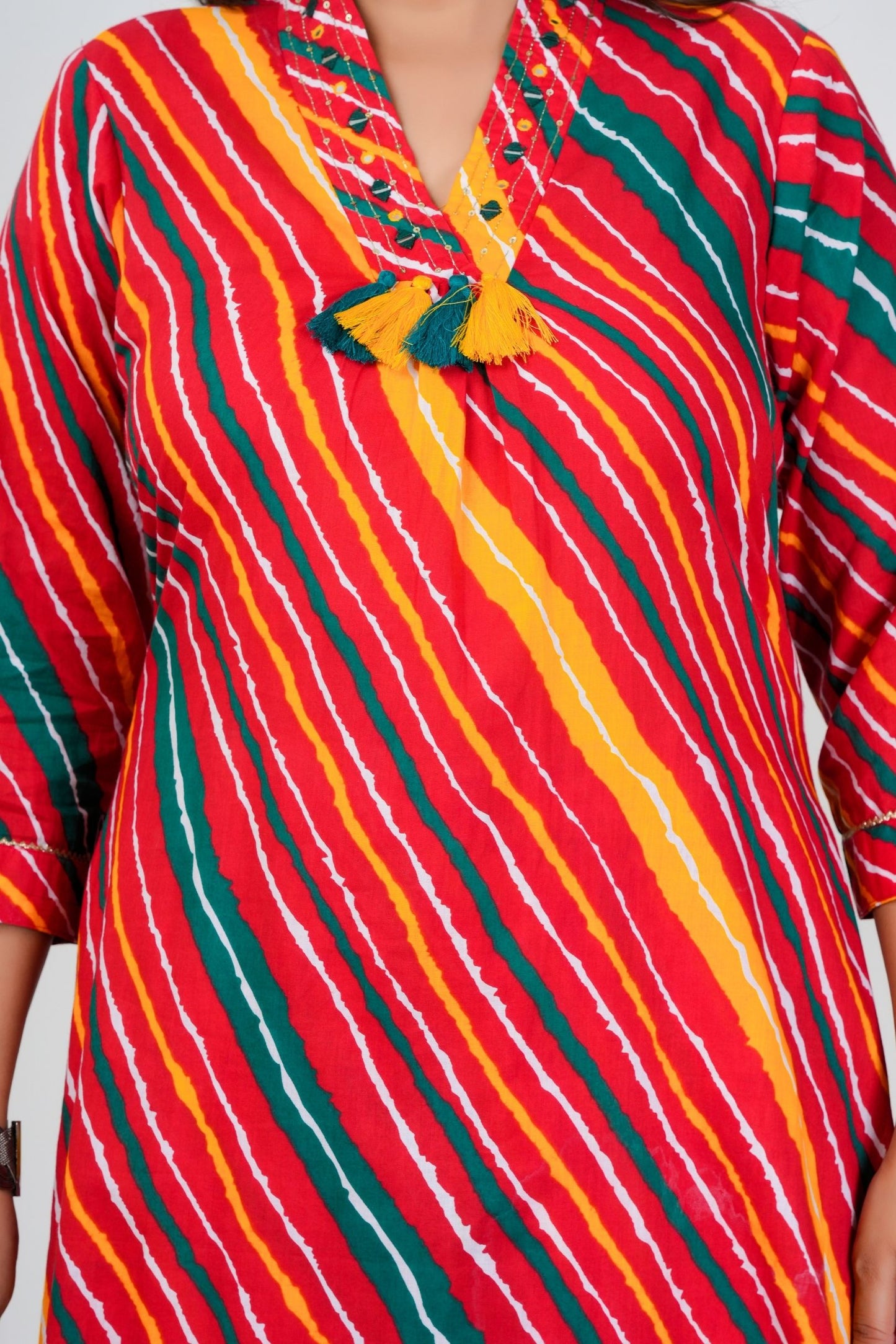 Jaipuri Lahriya Print Pure Cotton Kurta Set With Dupatta