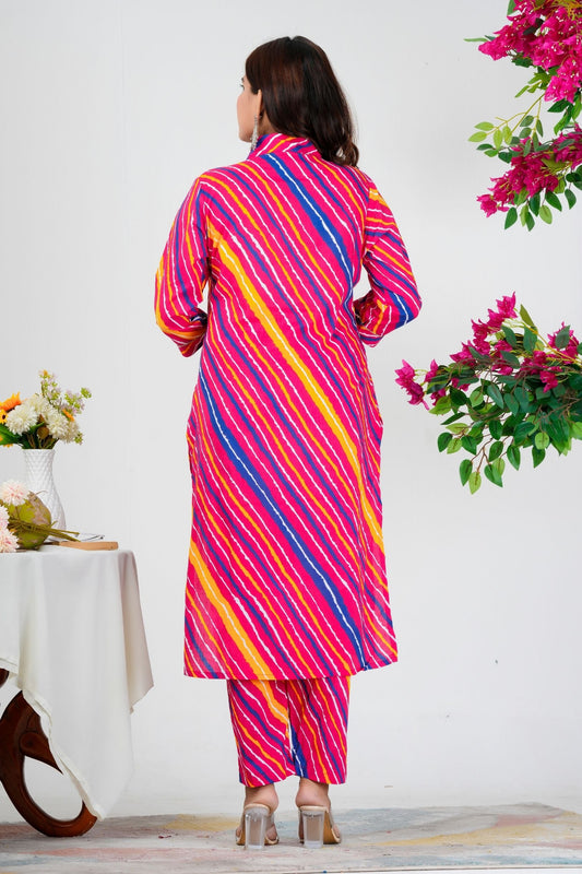 Jaipuri Lahriya Pure Cotton Kurta Set With Dupatta