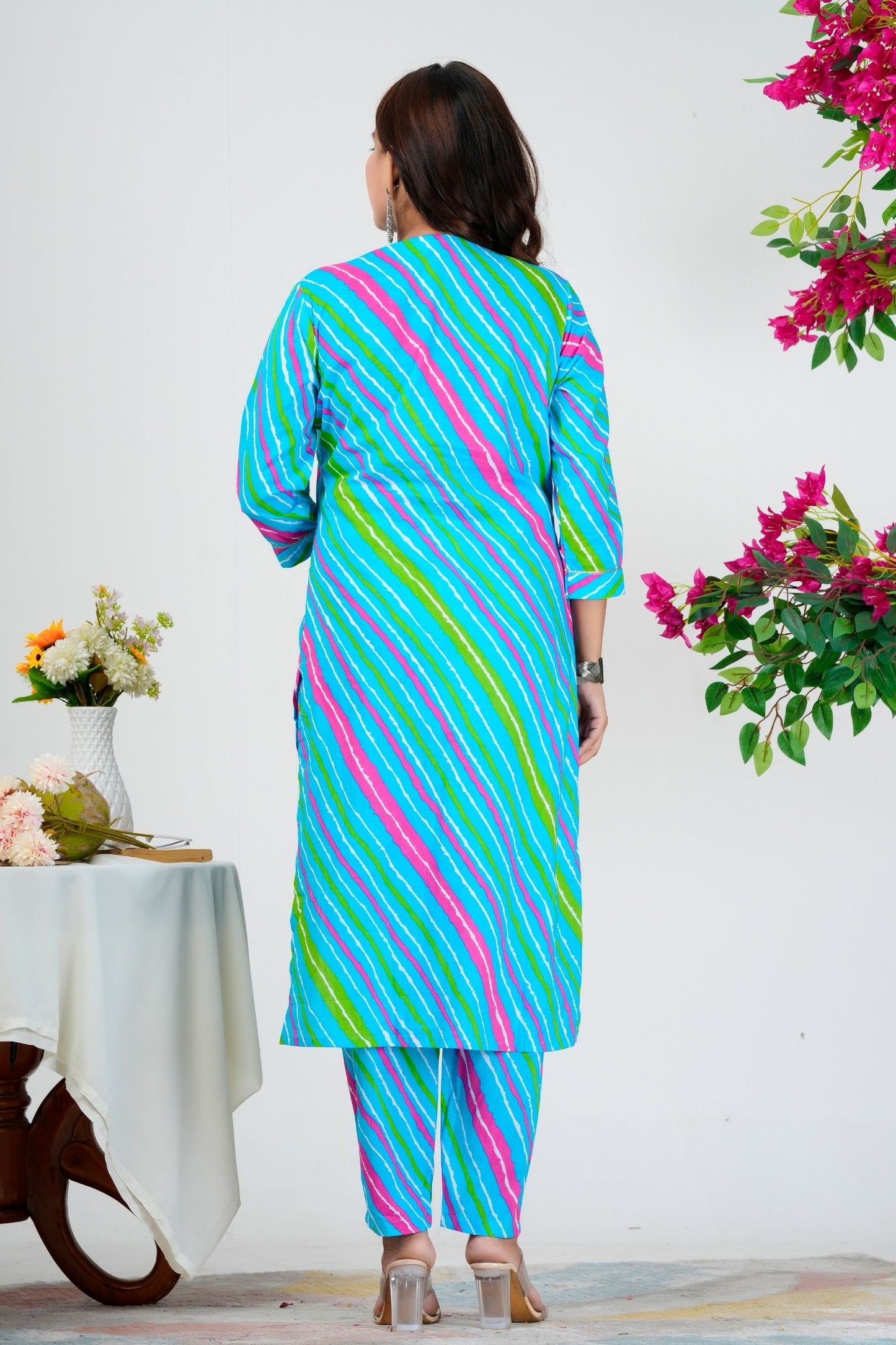 Jaipuri Lahriya Pure Cotton Kurta Set With Dupatta