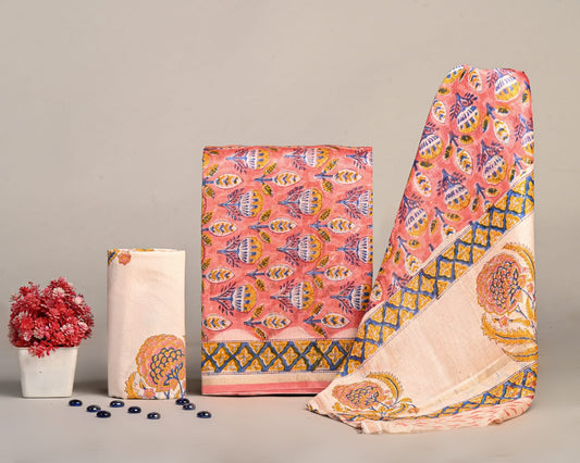 Handcrafted Chanderi Silk Suit With Subtle Zari Detailing