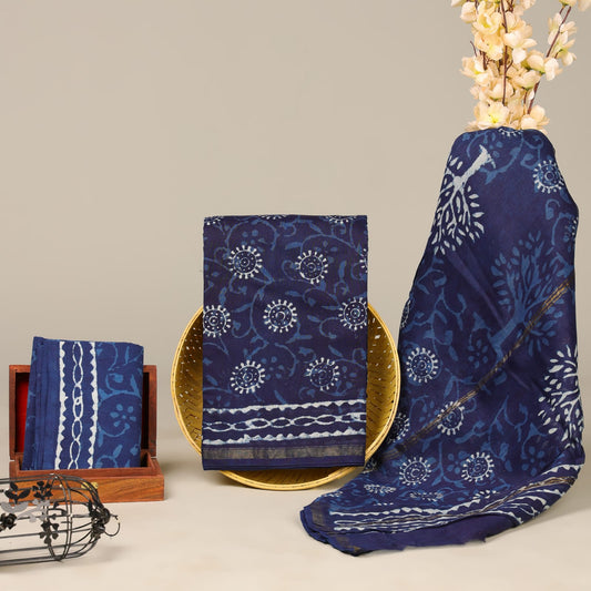 Pure Chanderi Silk Dabu Suit - A Blend Of Tradition & Grace