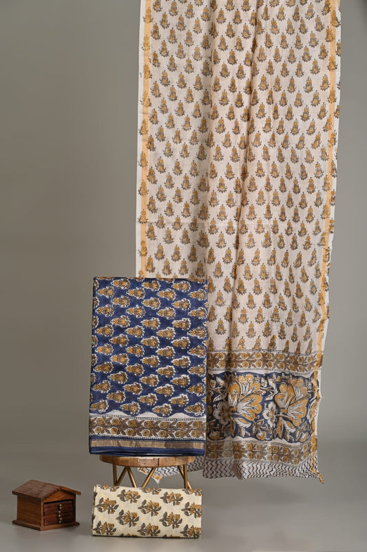 Bagru Print Chanderi Silk Suit set