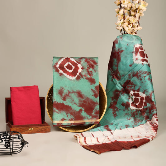 Exclusive Hand Block Printed Chanderi Silk Suit Set