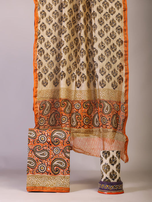 Bagru Hand Block Printed Chanderi Silk Suit Set