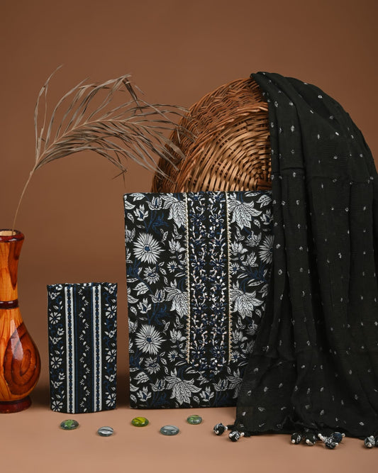 Pure Cotton Gota Patti Work Suit With Chiffon Dupatta
