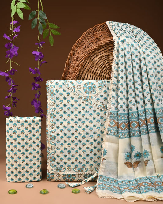 Exclusive New Cotton Suit With Gota Patti Work.