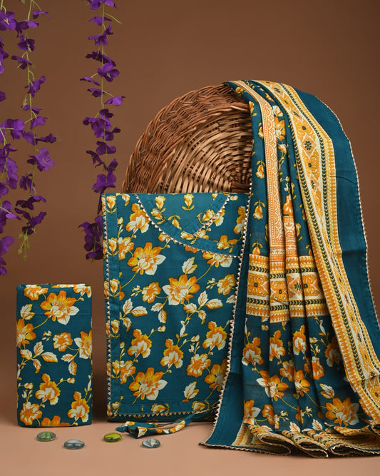 Exclusive New Cotton Suit With Gota Patti Work.