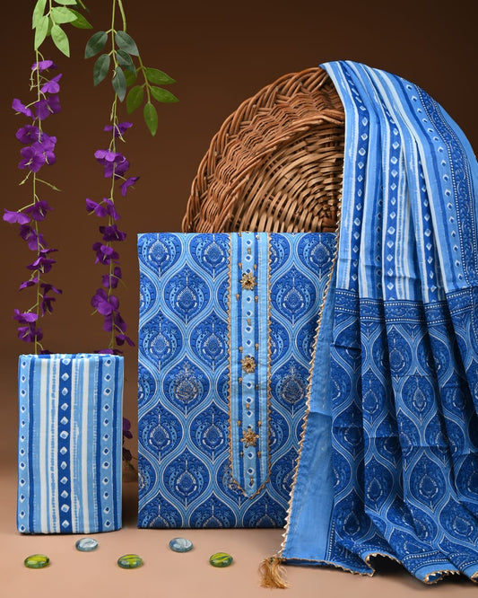 Exclusive Cotton Suit With Gota Patti Work