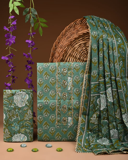 Exclusive Cotton Suit With Gota Patti Work