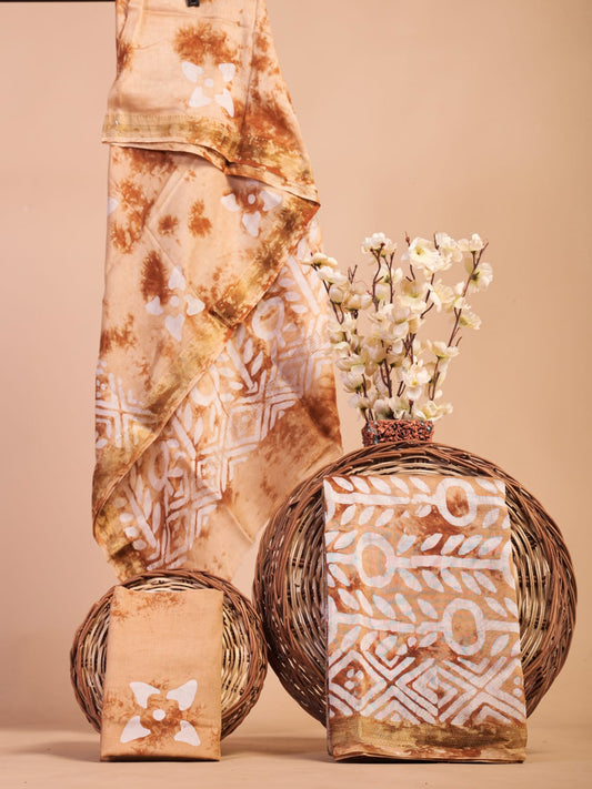 Exclusive Hand Block Print Maheshwari Silk Suit Set