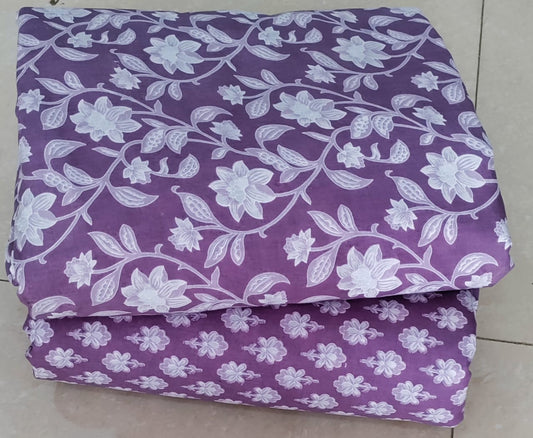 Hand Block Print Pure Cotton Top & Bottom Suit Set (PCVTB12)