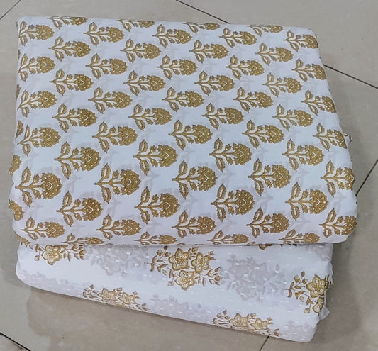 Premium Hand Block Printed Cotton Top & Bottom Suit Set (PCVTB13)