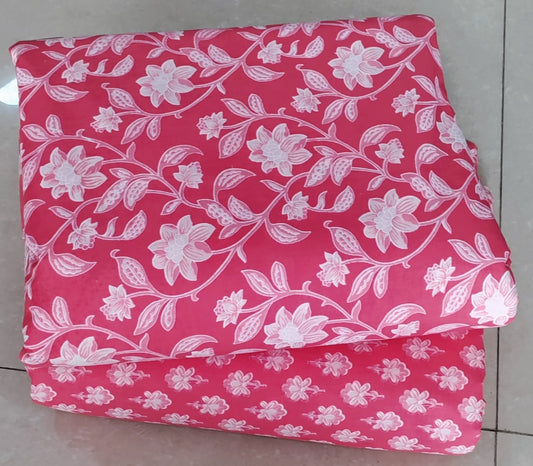 Pink Hand Block Print Cotton Top & Bottom Suit Set (23)