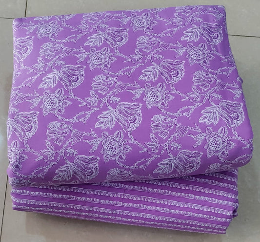 Hand Block Printed Cotton Top & Bottom Set (PCVTB24)
