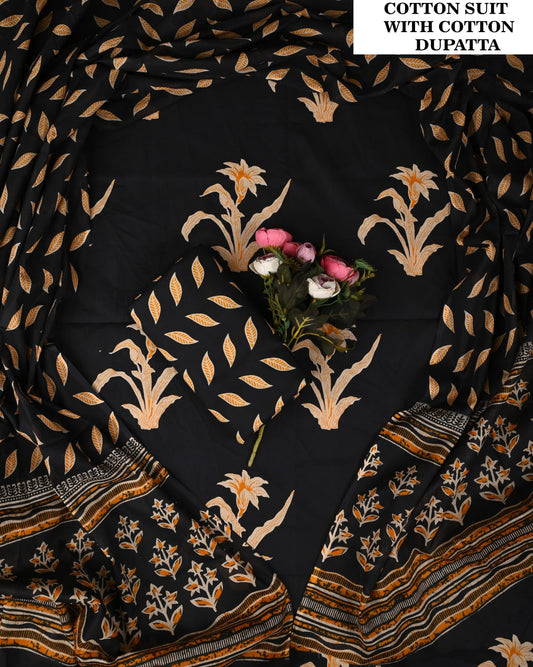 Hand Block Printed Cotton Suit Set (PCVCSCD47)