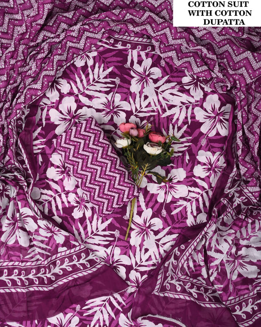 Hand Block Printed Soft Cotton Suit Set (PCVCSCD56)
