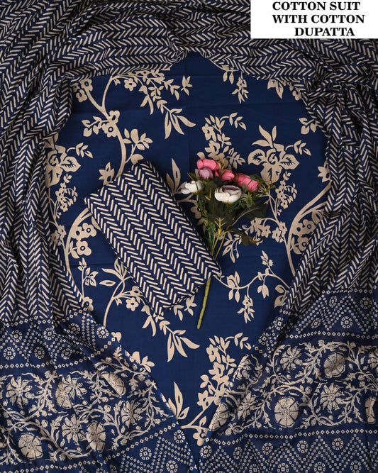 Exclusive Hand Block Printed Soft Cotton Suit Set (PCVCSCD37)