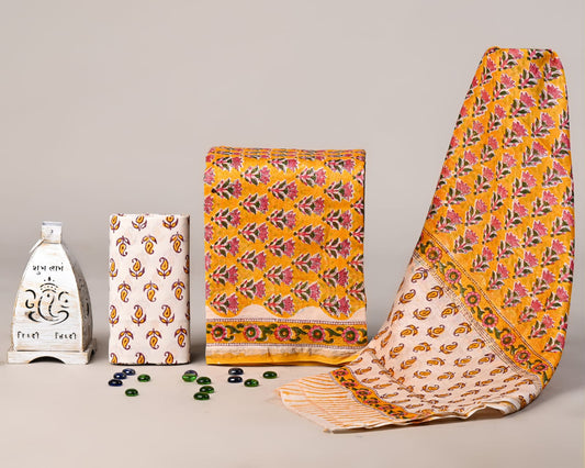 Exclusive Hand Block Printed Chanderi Silk Suit