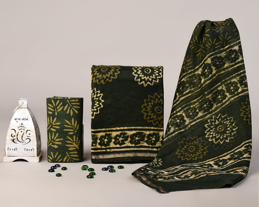 Exclusive Hand Printed Chanderi Silk Suit