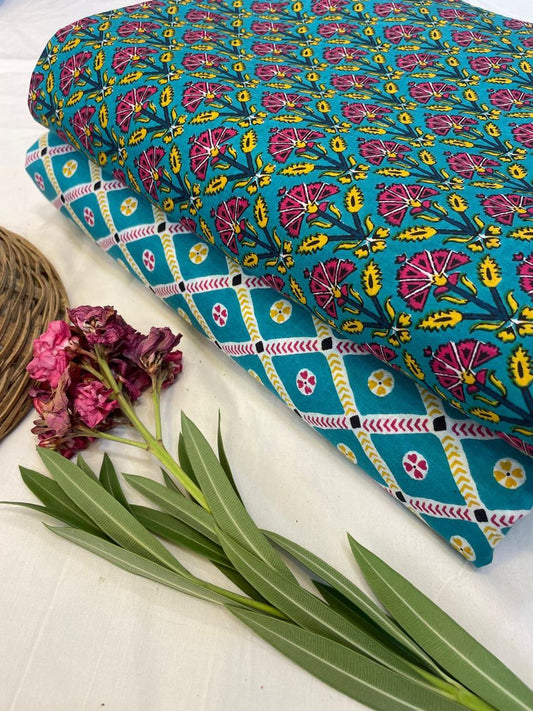 Exclusive Hand Block Print Cotton Top & Bottom Suit Set (11)