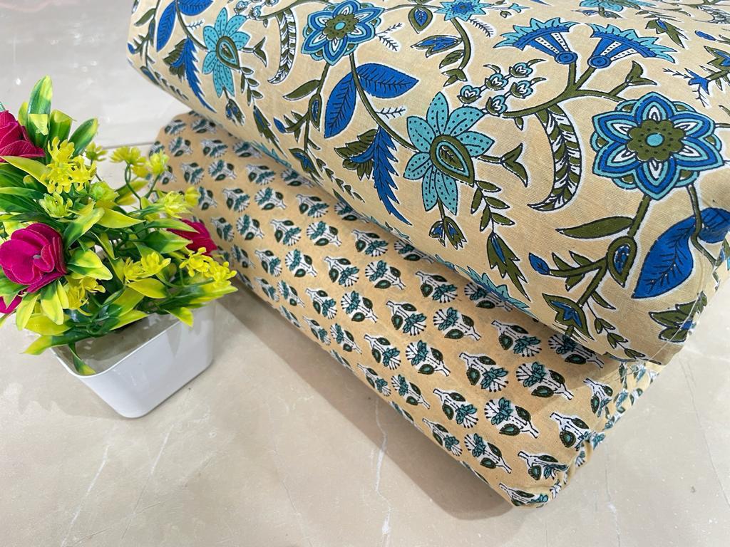 Hand Block Print Cotton Top & Bottom Suit Set (9)