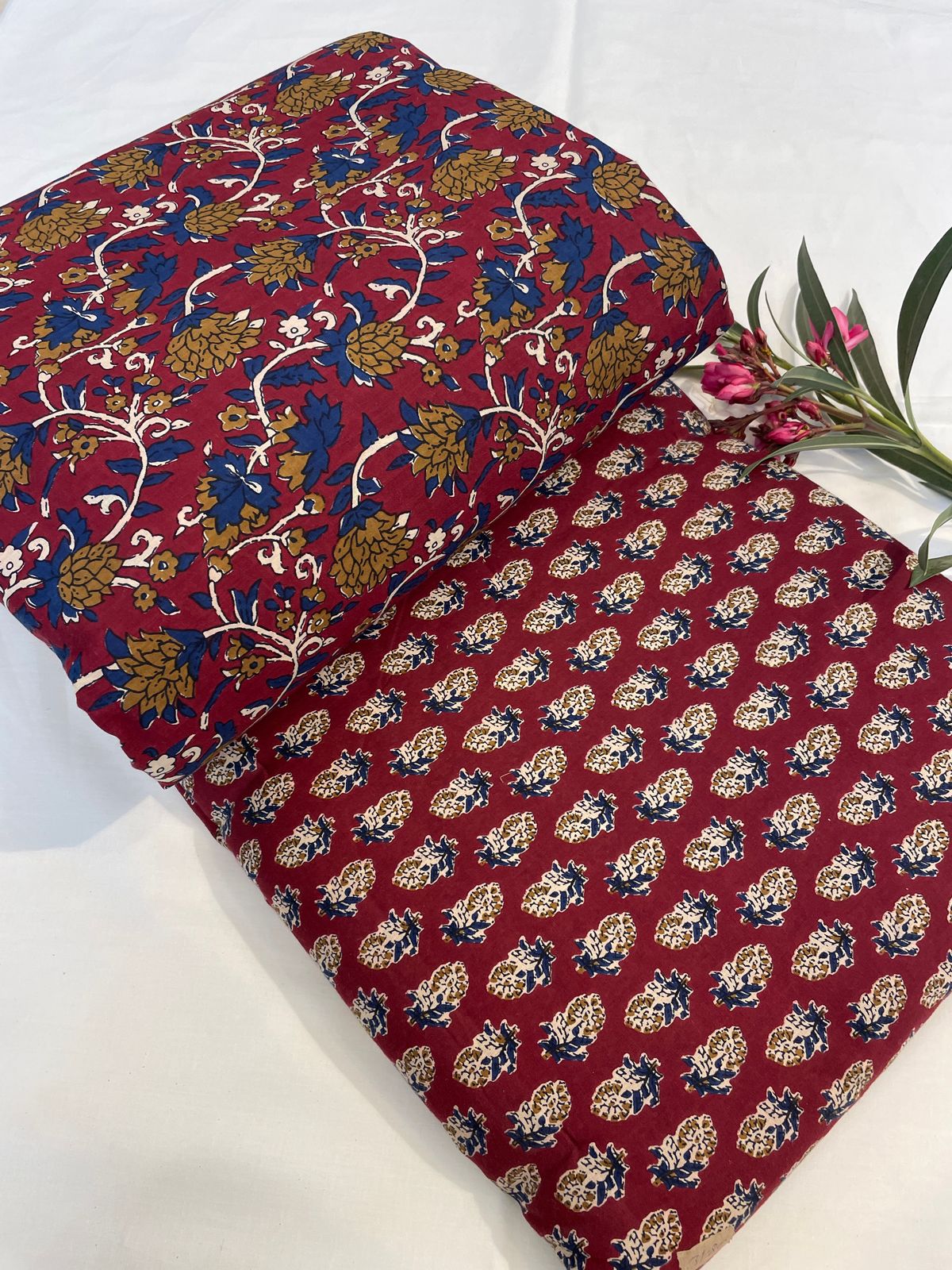 Hand Block Printed Pure Cotton Top & Bottom Suit Set (2)