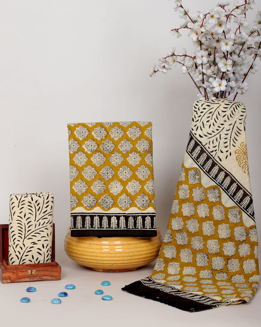 Hand Blcok Print Soft Cotton Suit With Mulmul Dupatta