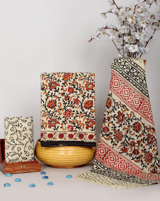 Premium Hand Block Print Cotton Suit With Mulmul Dupatta