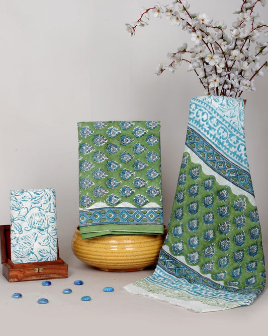Bagru Hand Block Print Cotton Suit With Cotton Dupatta