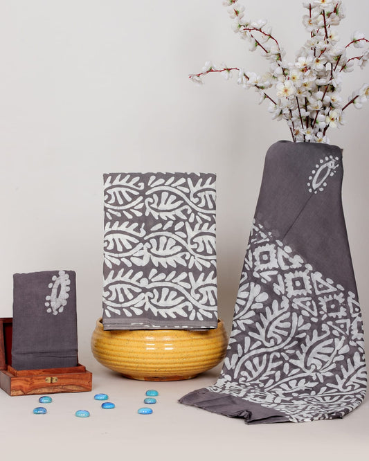 Exclusive Hand Block Print Cotton Suit With Mulmul Dupatta