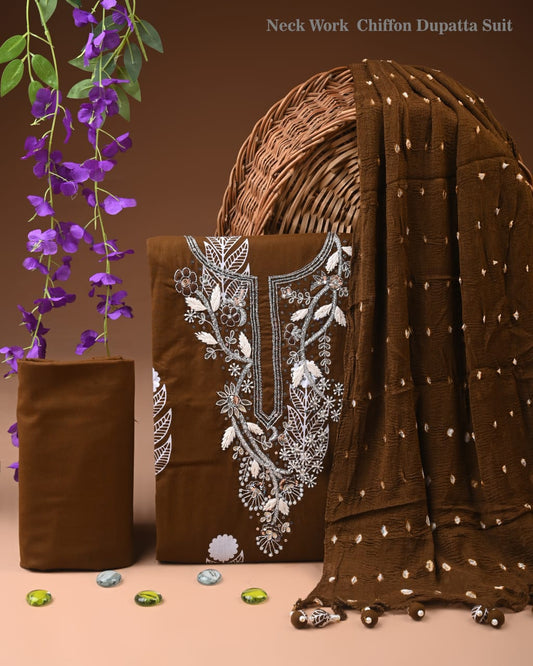 Premium Cotton Gota Patti Work Suit With Chiffon Dupatta
