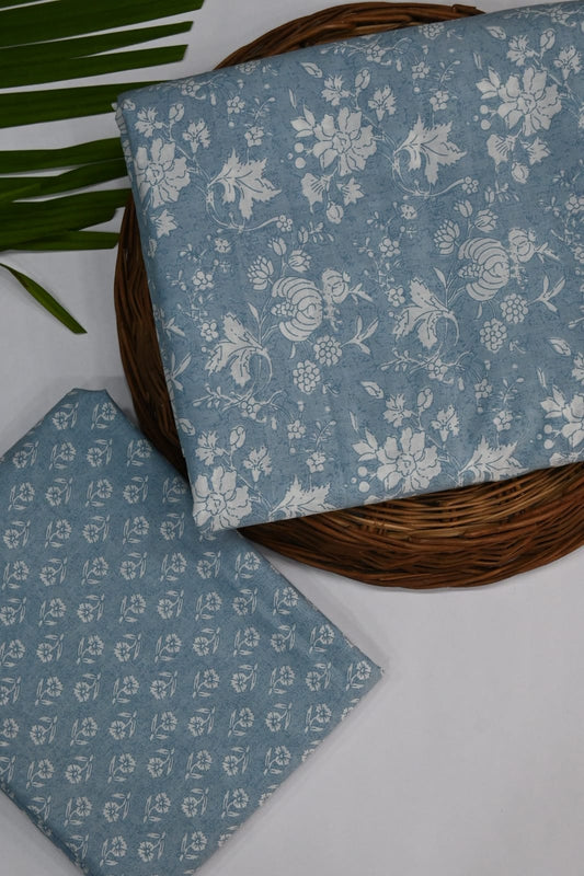 Blue Hand Block Print Cotton Top & Bottom Set (39)
