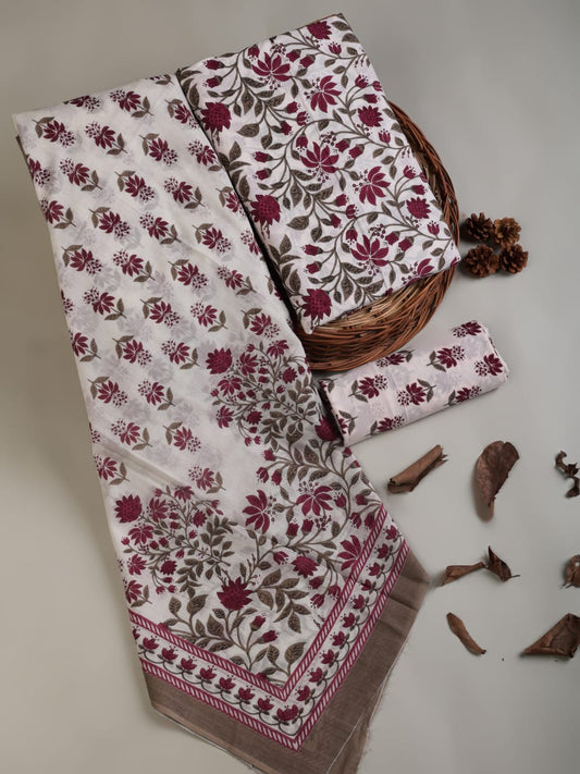 Premium Pure Cotton Suit With Mulmul Dupatta