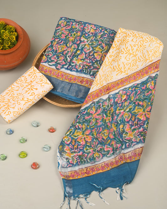 Hand Block Print Lilen Suit With Lilen Dupatta