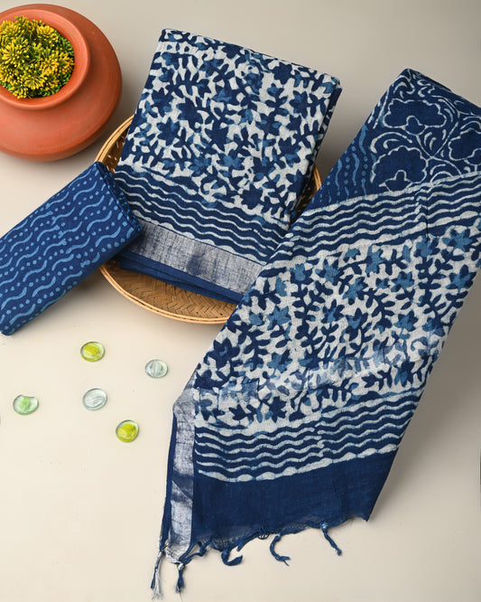 Premium Hand Block Print Lilen Suit With Lilen Dupatta