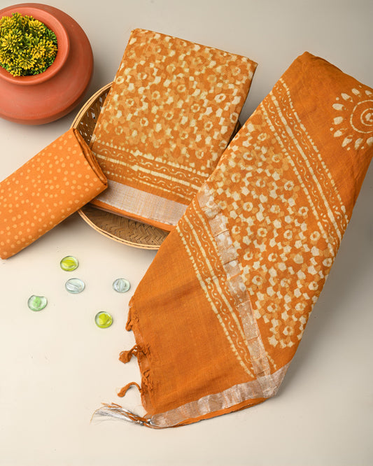 Premium Hand Block Print Lilen Suit With Lilen Dupatta