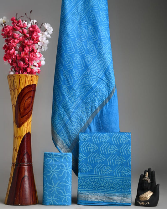 Exclusive Hand Block Print Maheshwari Silk Suit