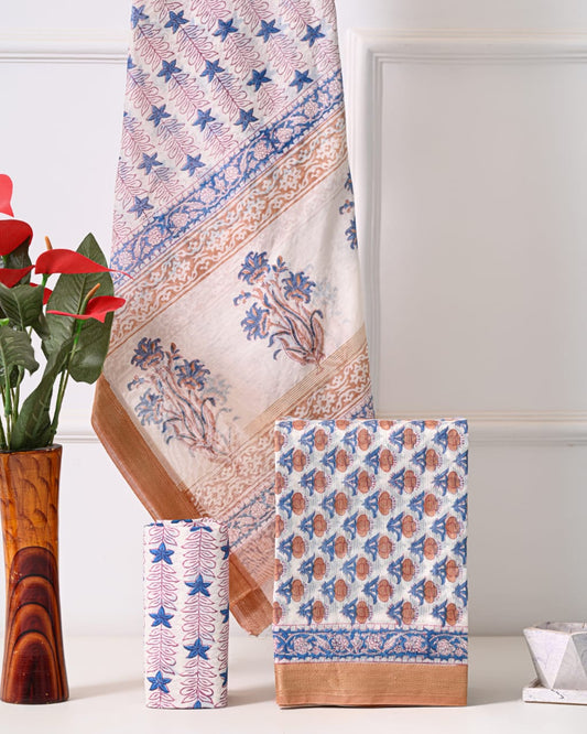 Exclusive Hand Block Print Maheshwari Silk Suit