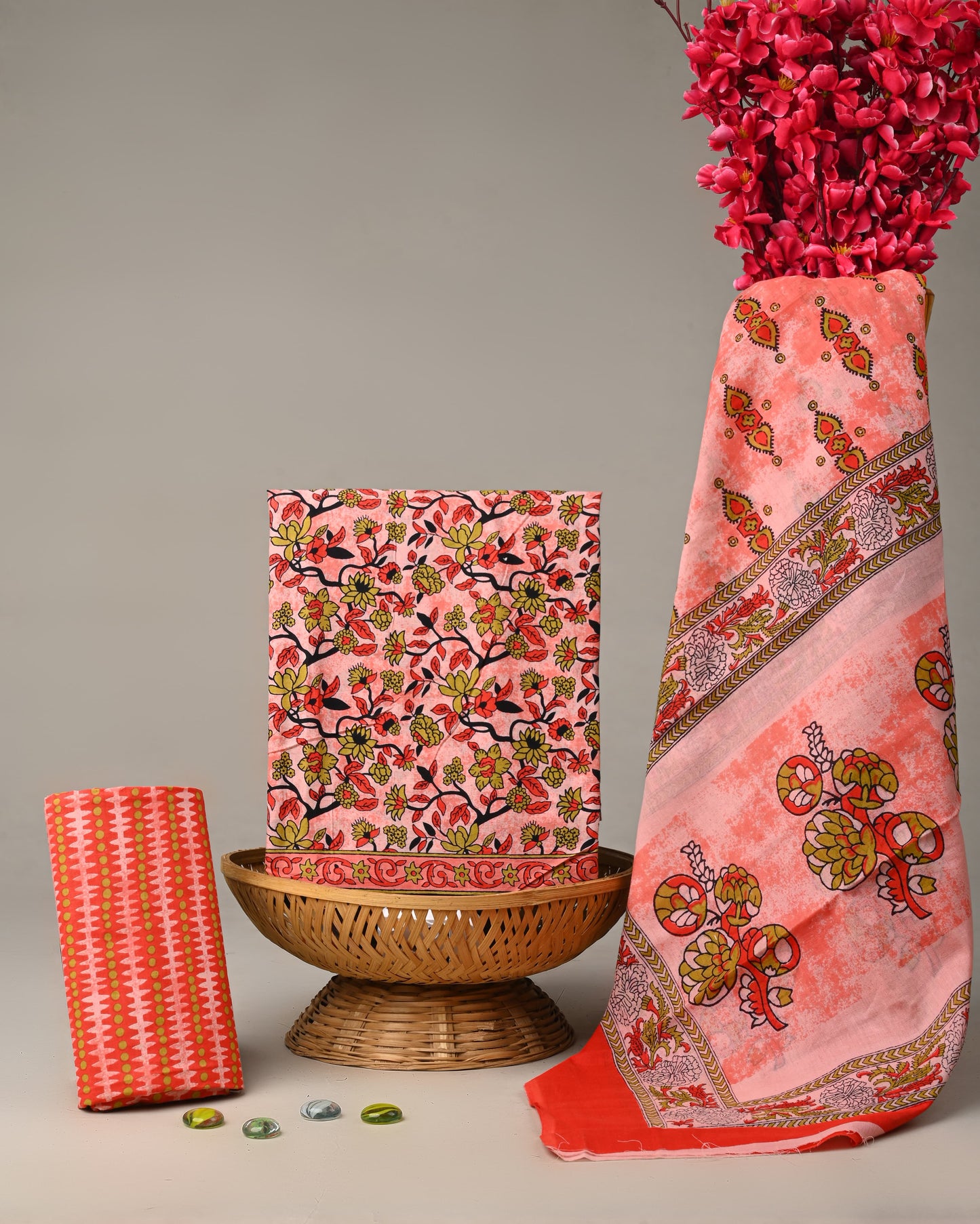 Bagru Hand Block Print Cotton Suit With Cotton Dupatta