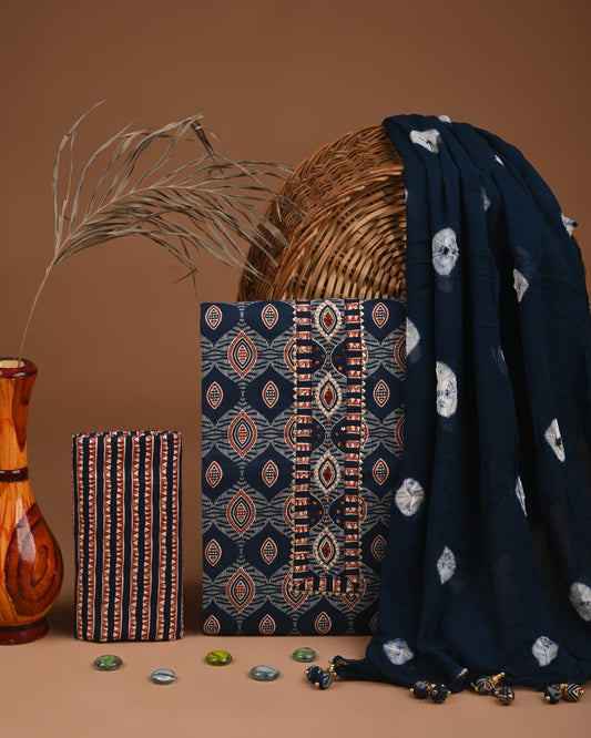 Pure Cotton Gota Patti Work Suit With Chiffon Dupatta