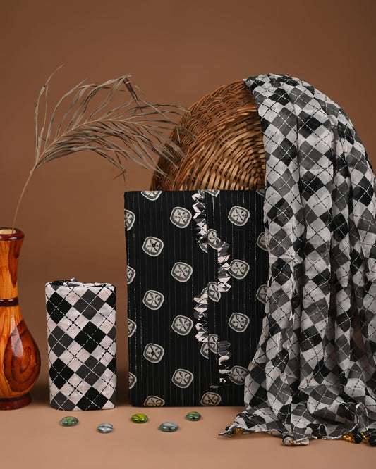 Premium Cotton Gota Patti Work Suit With Chiffon Dupatta