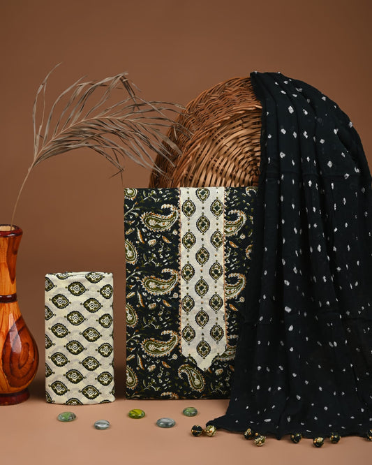 Exclusive Cotton Gota Patti Work Suit With Ciffon Dupatta
