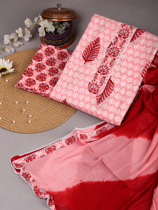 New Pure Gota Patti Work Cotton Suit With Chifon Dupatta