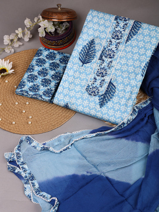 New Gota Patti Work Organic Cotton Suit With Chiffon Dupatta