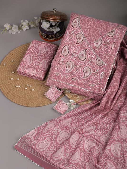 Premium Gota Patti Work Pure Cotton Suit With Mulmul Dupatta