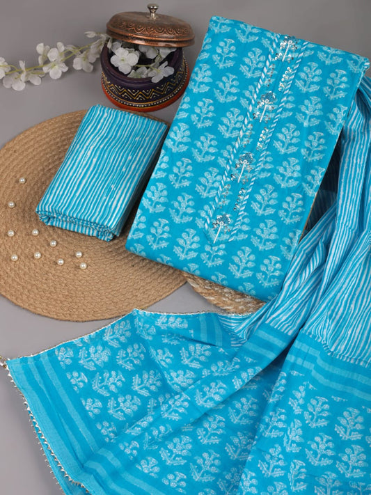 New cotton Gota Patti Work Suit With Mulmul Dupatta (31)