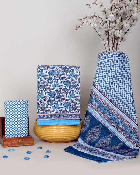 Hand Block Printed Soft Cotton Suit With Mulmul Dupatta