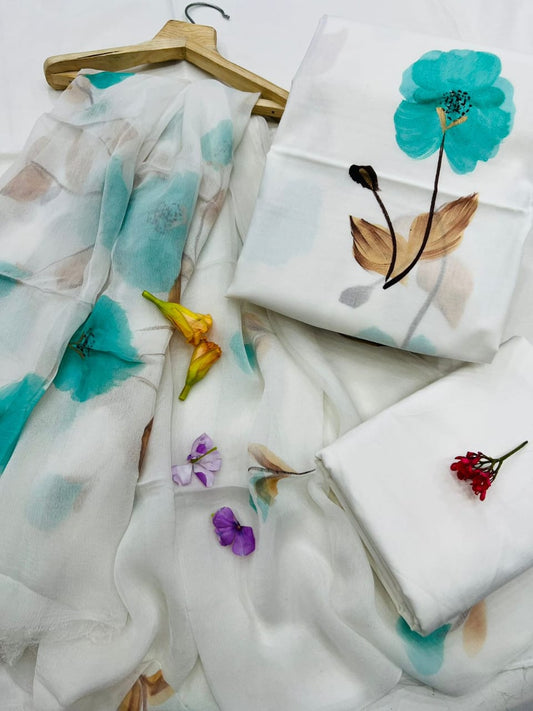 Sanganeri Hand Print Cotton Suit With Chiffon Dupatta (55)