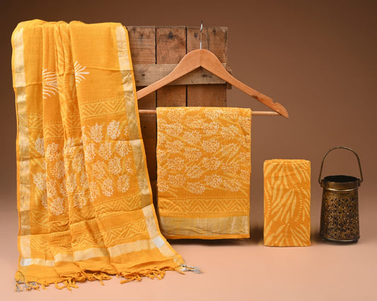 Yellow Lilen Suit With Lilen Dupatta